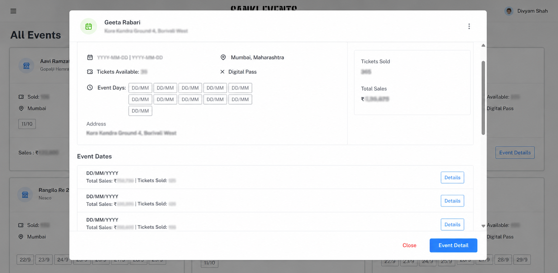Sanki Events ERP Dashboard 4